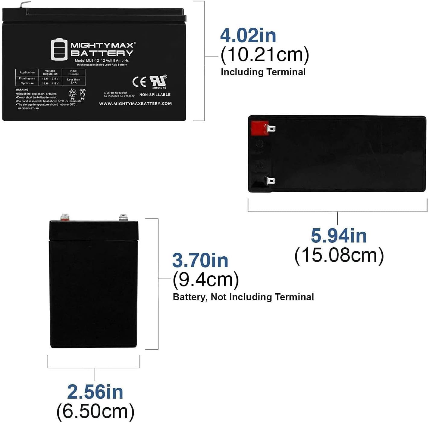 Mighty Max Battery ML8-12 - 12V 8AH Replacement Battery for APC Back-UPS ES BE725BB