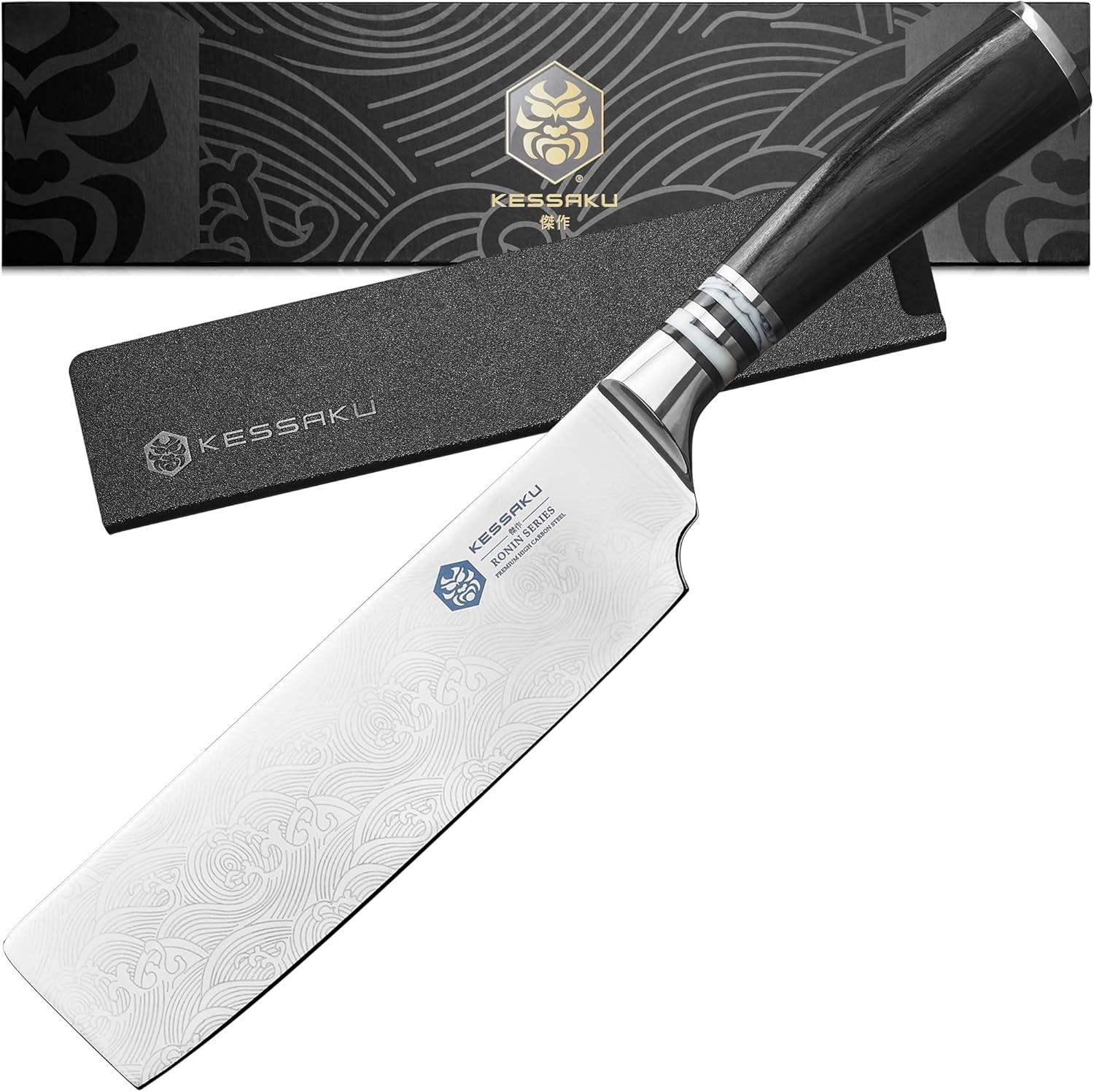 7-Inch Nakiri Vegetable Cleaver Knife - Ronin Series - Forged High Carbon 7Cr17MoV Stainless Steel - Pakkawood Handle with Blade Guard