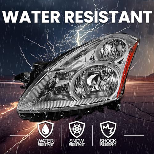 SPEC-D TUNING Chrome Housing Clear Lens Halogen Headlight Passenger Right Side Compatible with 2010-2012 Nissan Altima 4Dr Sedan Models