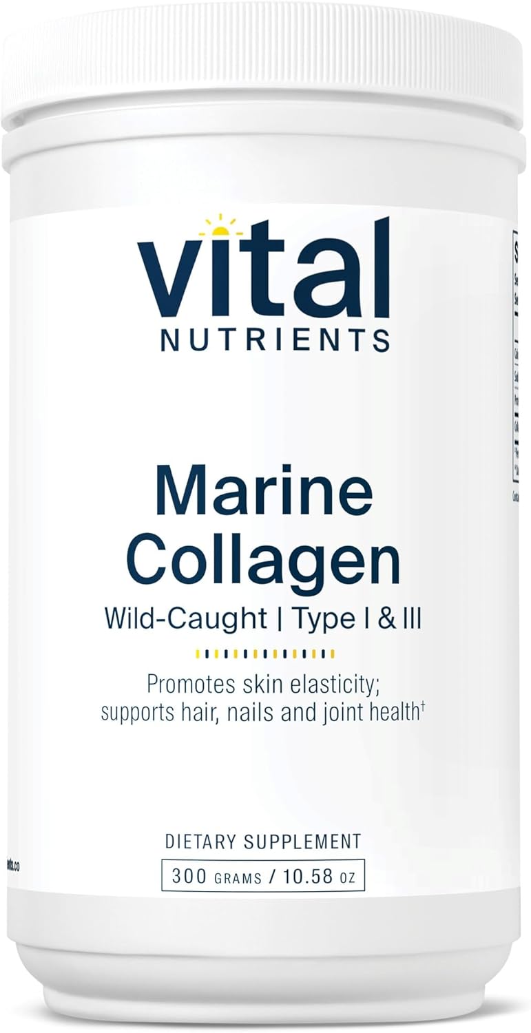 Vital Nutrients Marine Collagen Powder Unflavored | Hair, Skin, Nails, & Joint Support* | Type I & III Collagen Powder Supplement from Wild-Caught Fish | Gluten, Dairy, Soy Free | 60 Capsules