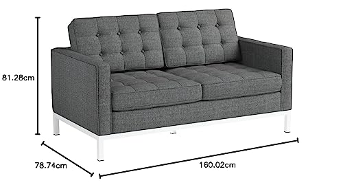 Modway Loft Upholstered Fabric Mid-Century Modern Loveseat In Teal