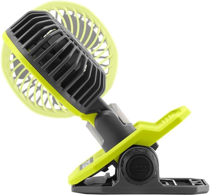 RYOBI USB Lithium Clamp Fan Kit with 2.0 Ah USB Lithium Battery and Charging Cable, GREEN
