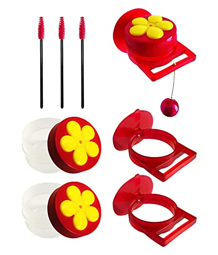 Naomo Handheld Hummingbird Feeders, Hand Feeders Suction Cup with Perches for Outdoors, Multifunctional Kit Includes Cleaning Brush (4 Pack)