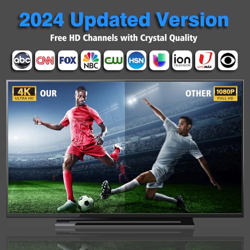 2024 TV Antenna For Smart TV,TV Antenna Indoor 980+Miles Range,TV Antenna For Local Channels 360° Reception,HD Antenna For TV Indoor 4K,Support 8K 4K 1080P Fire Stick TVs-HD TV Antenna-25ft Coax Cable