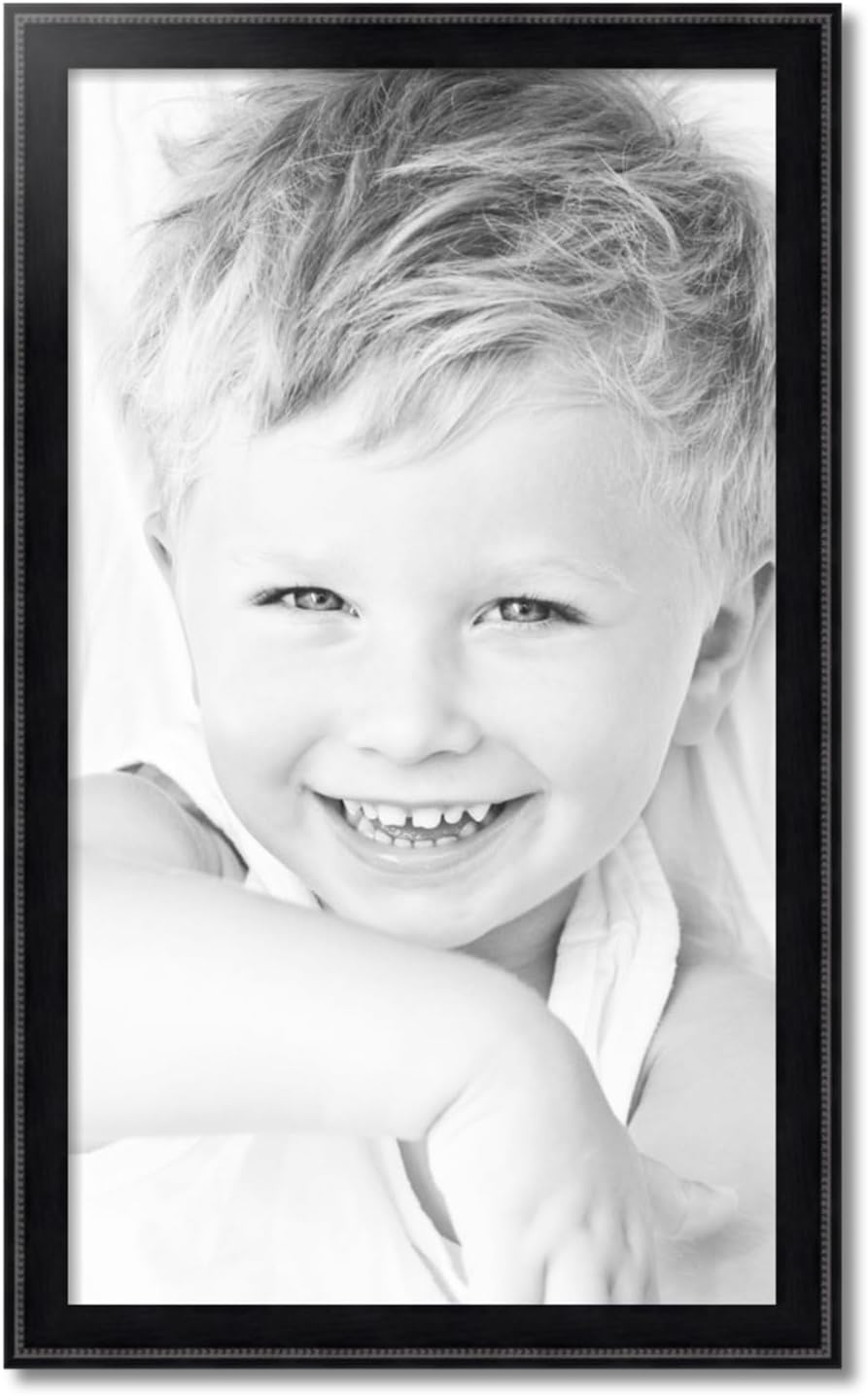ArtToFrames 22x38 Inch Black Picture Frame, This 2.00 Inch Custom Wood Poster Frame is Matte Black with Beads, Great for Your Art or Photos - Comes with Economy Acrylic