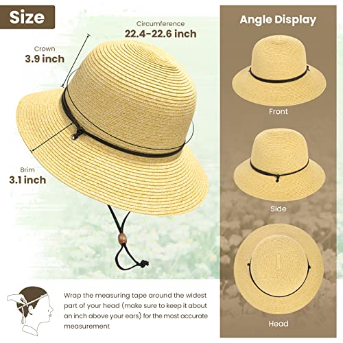 Simplicity Women's UPF 50+ Wide Brim Braided Straw Sun Hat with Lanyard