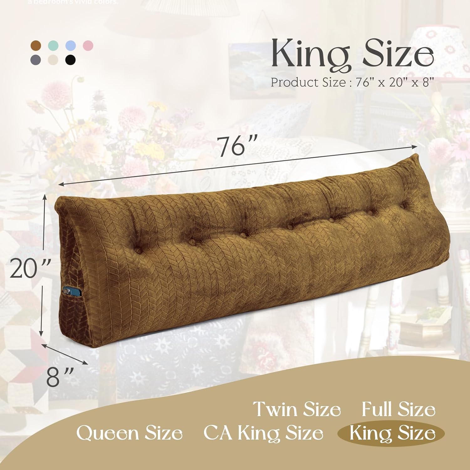 Large Triangular Wedge Headboard Pillow Large Bolster Headboard Back Support Backrest Positioning Reading Pillow for Sitting with Removable Cover