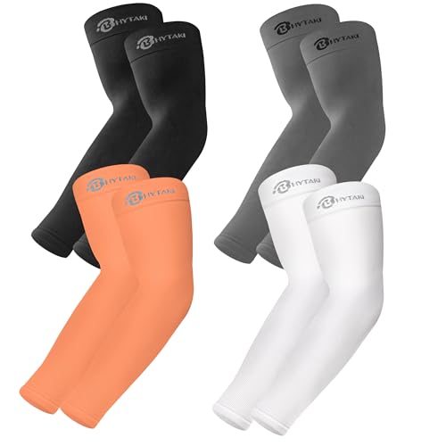BHYTAKI 6 Pairs UV Sun Protection Arm Sleeves, UPF 50 Sports Cooling Arm Compression Sleeves for Men Women Teenager