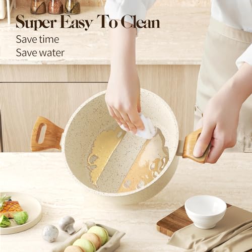 Pots and Pans Set Nonstick, 13 Piece Kitchen Nonstick Cookware Sets with Bakelite Handles, Non-Toxic Non Stick Cooking Set, Granite, Induction Compatible (PFOS, PFOA Free)