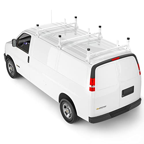 AA-Racks Model AX27 Aluminum Rain-Gutter Van Roof Racks Square 2 Bar with Adjustable Middle Bar