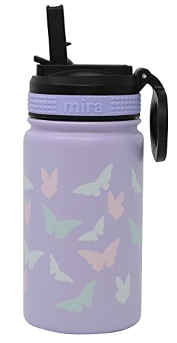 MIRA 12 oz Kids Water Bottle with Straw Lid - Vacuum Insulated Stainless Steel Thermos | Reusable, Leak-Proof, BPA-Free Flask, Teal