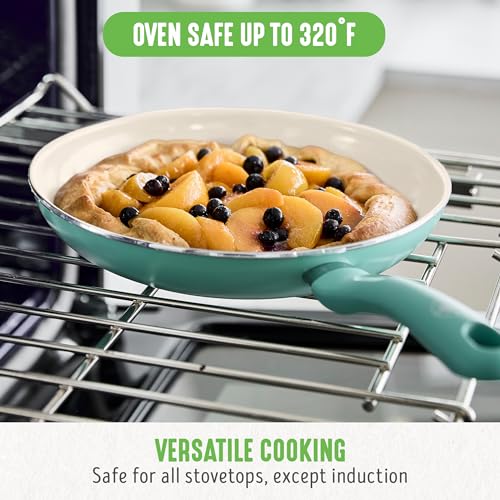 GreenLife Soft Grip Healthy Ceramic Nonstick 18 Piece Kitchen Cookware Pots and Frying Sauce Saute Pans Set, PFAS-Free with Kitchen Utensils and Lid, Dishwasher Safe, Gray