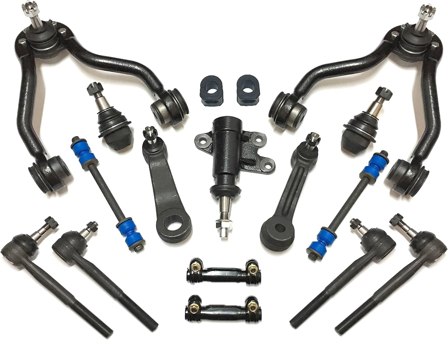 PartsW - 17 Pc Suspension Kit Lower Ball Joints (47.89 MM), Tie Rod Ends, Idler & Pitman Arms, Sway Bars, Upper Control Arms