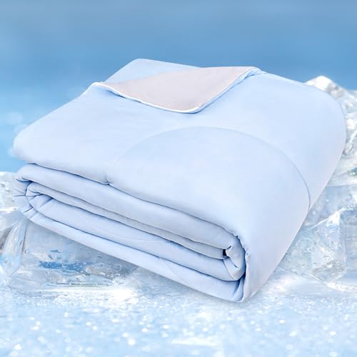 TANOFAR Cooling Comforter King Size, Cooling Blankets for Hot Sleepers & Night Sweats, Q-Max 0.45, Double-Sided Cold Tech Fabric Quickly Cool Down, Silk Smooth Lightweight Summer Cool Comforter, Blue