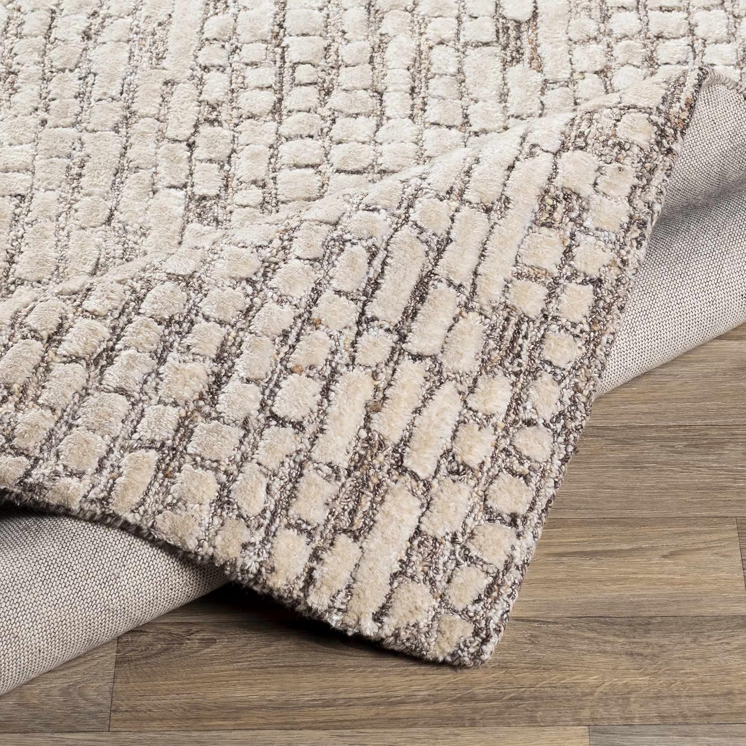 Hauteloom Olamon Living Room, Bedroom Area Rug - Bohemian/Global - High Pile - Brown, Beige - 5' x 7'6