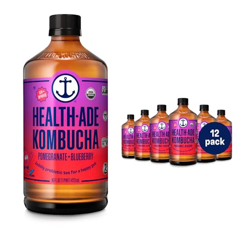 Health-Ade Kombucha Tea Organic Drink, Fermented Tea with Living Probiotics, Detoxifying Acids, Supports Gut Health, Non-GMO, Vegan, Gluten Free, 12 Pack (16 Fl Oz Bottles), Pink Lady Apple