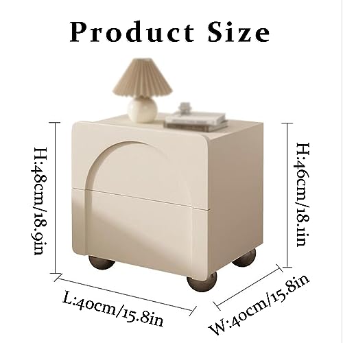 Cream Style Night Stand Lightweight Small Nightstand Solid Wood Bedside Table with 2 Storage Drawers Fashion Bedroom Furnitur