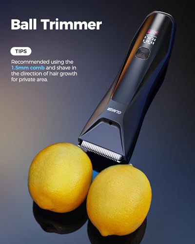 GLAKER Ball Trimmer Men, 2-in-1 Body Shaver Pubic Hair Trimmer for Men Manscape Groin Trimmer Body Hair Trimmer Ball Shaver Body Groomer Dual-Head Ceramic Trimmer & Foil Blades IPX7 Waterproof