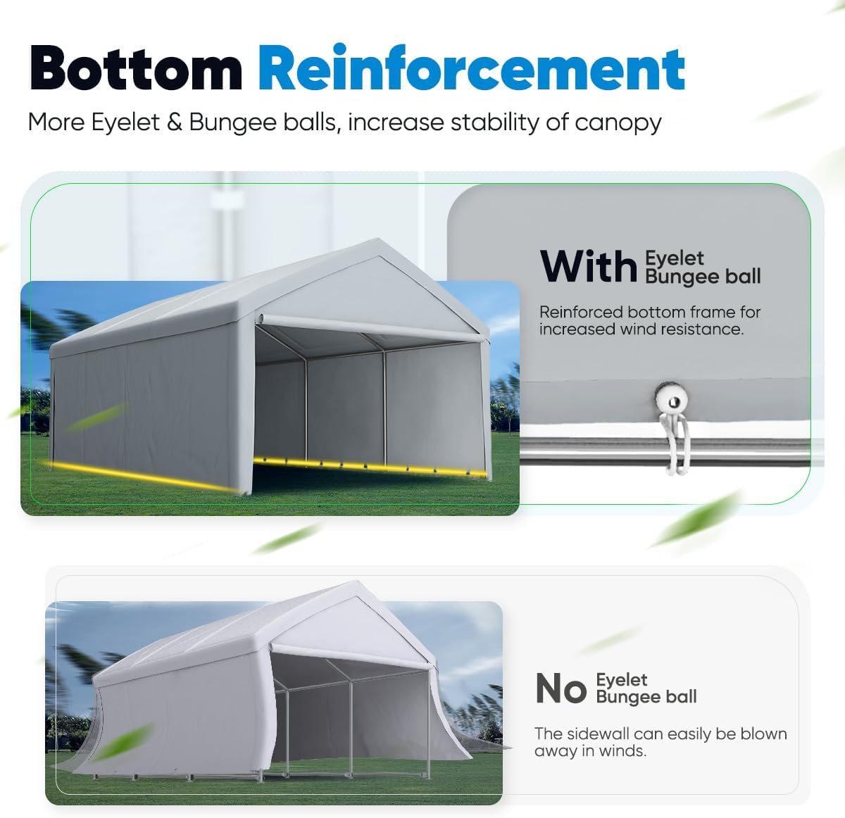 Quictent 13'X20' Heavy Duty Carport Galvanized Car Canopy Garage Outdoor Boat Shelter with Reinforced Frame - Silver Gray