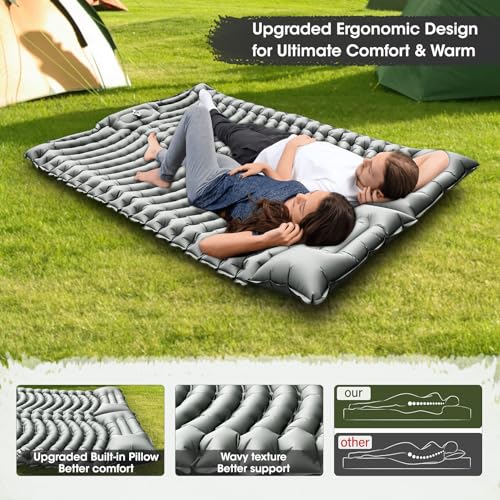 Camping Sleeping Pad Ultralight Inflatable Sleeping Mat for Camping with Pillow, Built-in Pump, Sleeping Pad Ultimate Comfort & Warm, Compact & Lightweight Camping Air Mattress for Backpacking