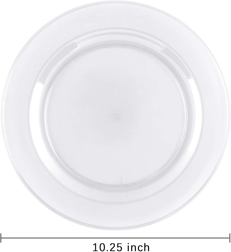 bUCLA 100Pieces Clear Plastic Plates -10.25inch Dinner Plates- Premium Weddings & Party Plates