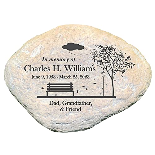 GiftsForYouNow Personalized Engraved Empty Bench Memorial Garden Stone, Heart-Shaped, 12 x 8.5 x 1.5 Inches - Weather Resistant
