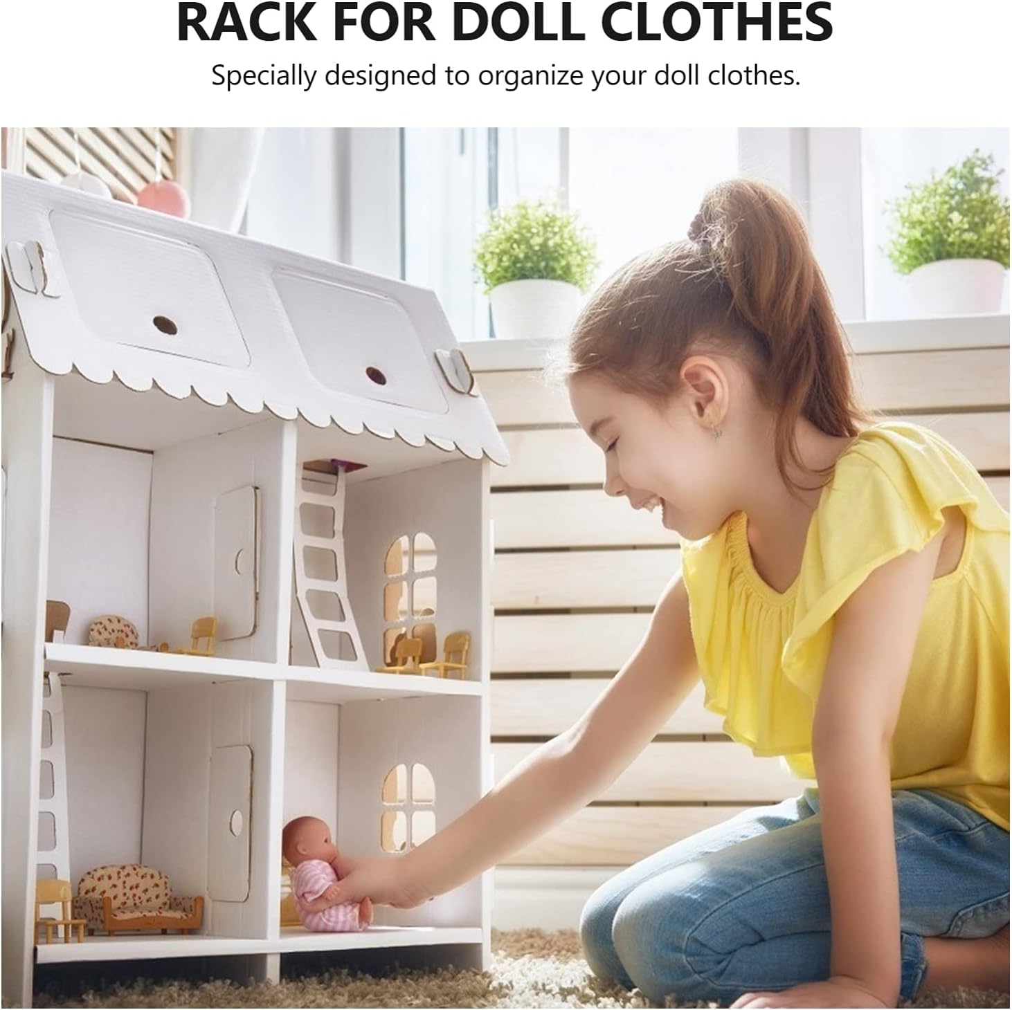 50pcs Doll Hanger Mini Hanger Toys Doll Gown Hangers Holder Miniature Dress Hanger Miniature Coat Hanger Girl Outfit Doll Clothes Hanger Rack Wardrobe Plastic Key Hook White Baby