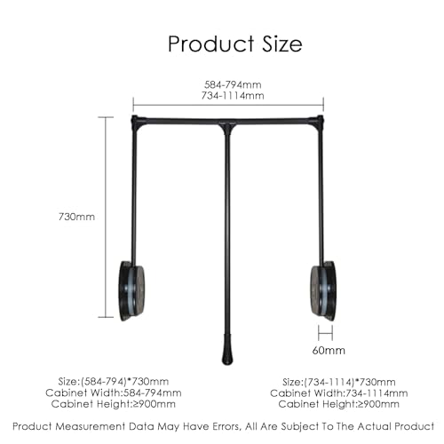 Pull Down Closet Rod,Extendable Cloth Hanger,Wardrobe Lift Adjustable Clothes Hanger Space Saving,for Wardrobe Closet Cloakroom Cupboard(584-794mm)