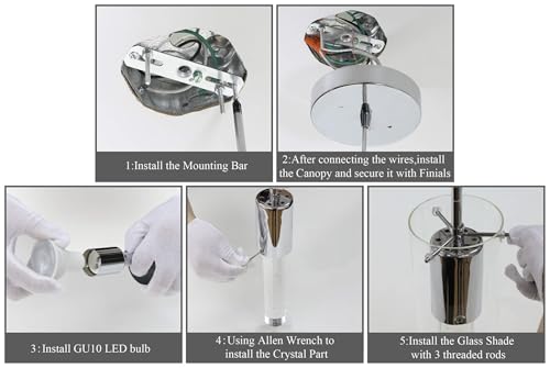 XiNBEi Lighting Pendant Lighting, Kitchen Island Cluster Pendant Light 3 Light with Crystal and LED Bulb XB-P1110-3-CH