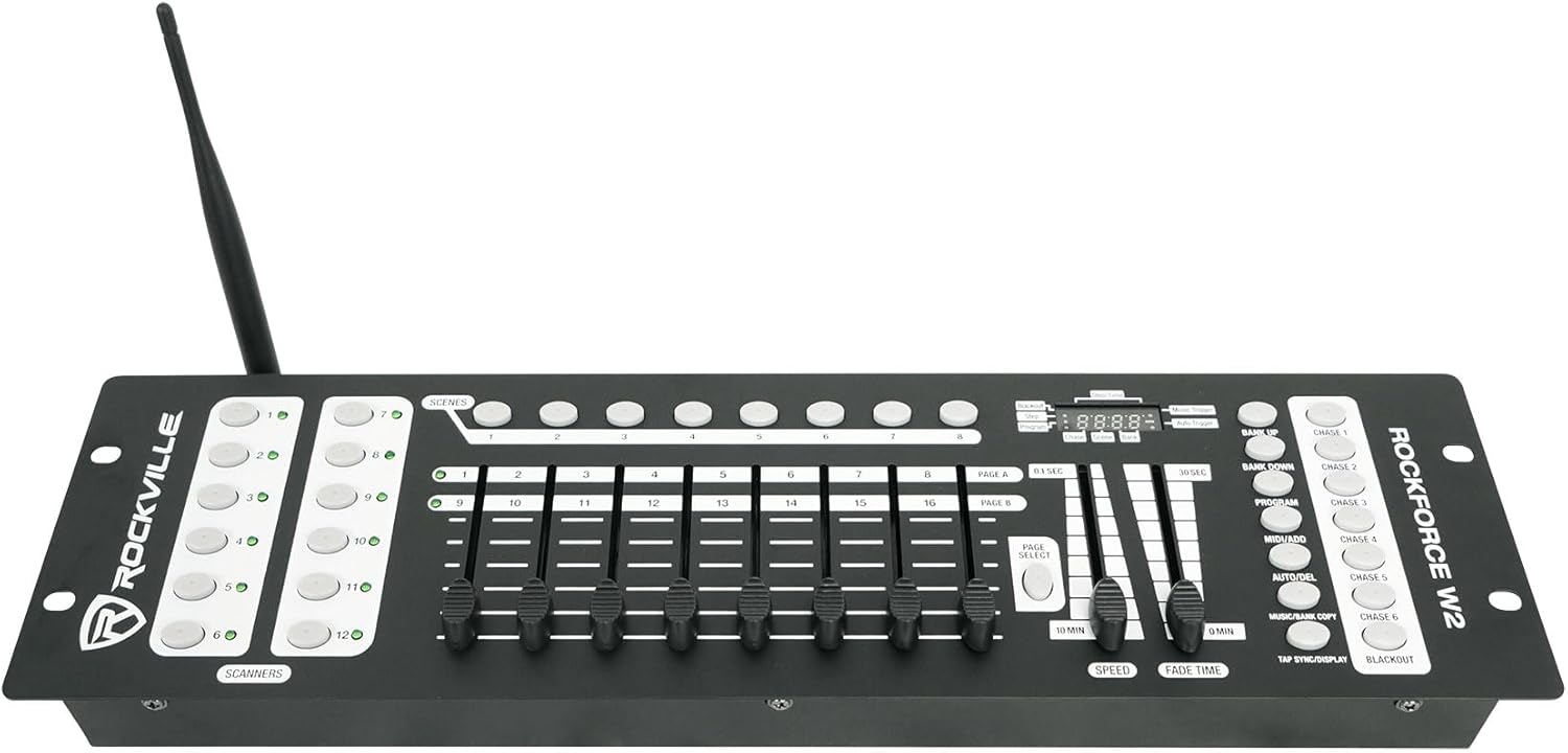 ROCKVILLE 192 Channel Wireless 2.4Ghz DMX Lighting Controller (ROCKFORCE W2)