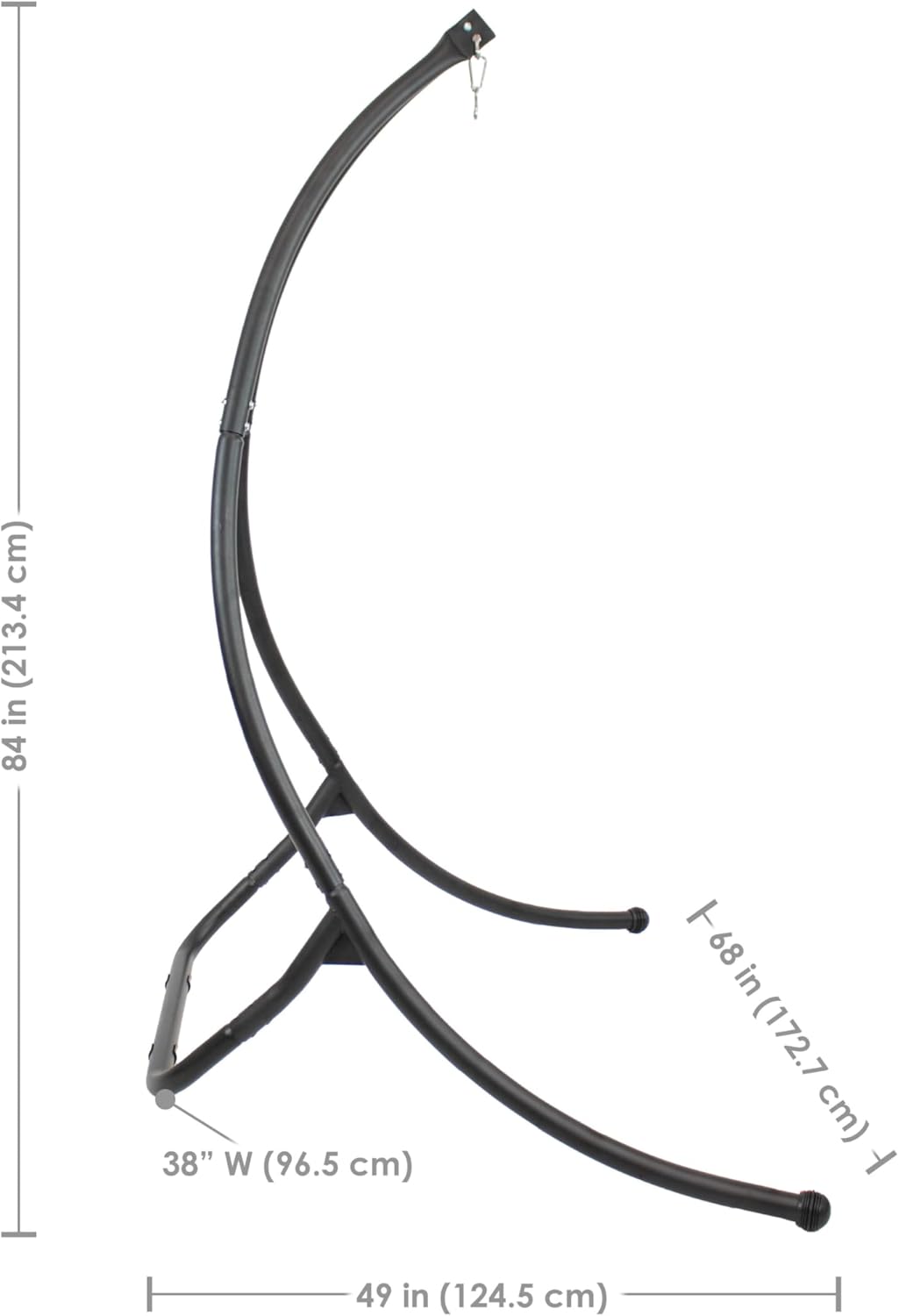 Sunnydaze Outdoor Hammock Chair Stand - Steel Hanging Chair Stand with Curved Legs - Black - 84
