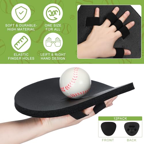 Baseball Training Glove Foam Fielding Trainer Infield Training Gloves Baseball Fielding Gloves for Quick Hands Batting Training Practice Two Hands, Black Color