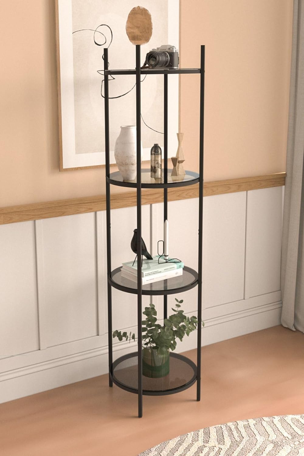 Vogue Bookcase Decorative Accessory Shelf Kitchen Shelf Black Smoked Glass