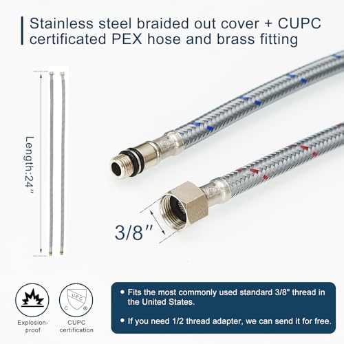 Black Bathroom Faucet Single Hole RV Bathroom Faucet Single Handle Bathroom Sink Faucet 1 Hole with 3 Hole Deck Plate，Water Supply Lines with cUPC Certification