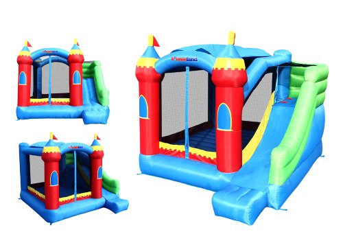 Bounceland Royal Palace Inflatable Bounce House, with Long Slide, Large Bouncing Area, Basketball Hoop and Sun Roof, 13 ft x 12 ft x 9 ft H, UL Strong Certified Blower, Castle Kids Party Theme
