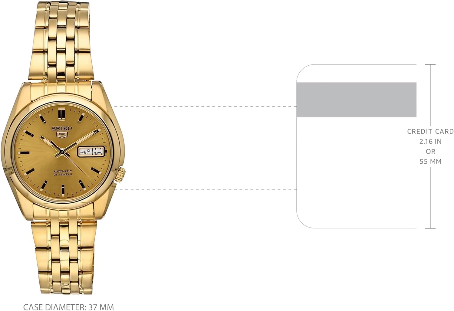 Seiko Men's SNK366K 5 Automatic Gold Dial Gold-Tone Stainless Steel Watch