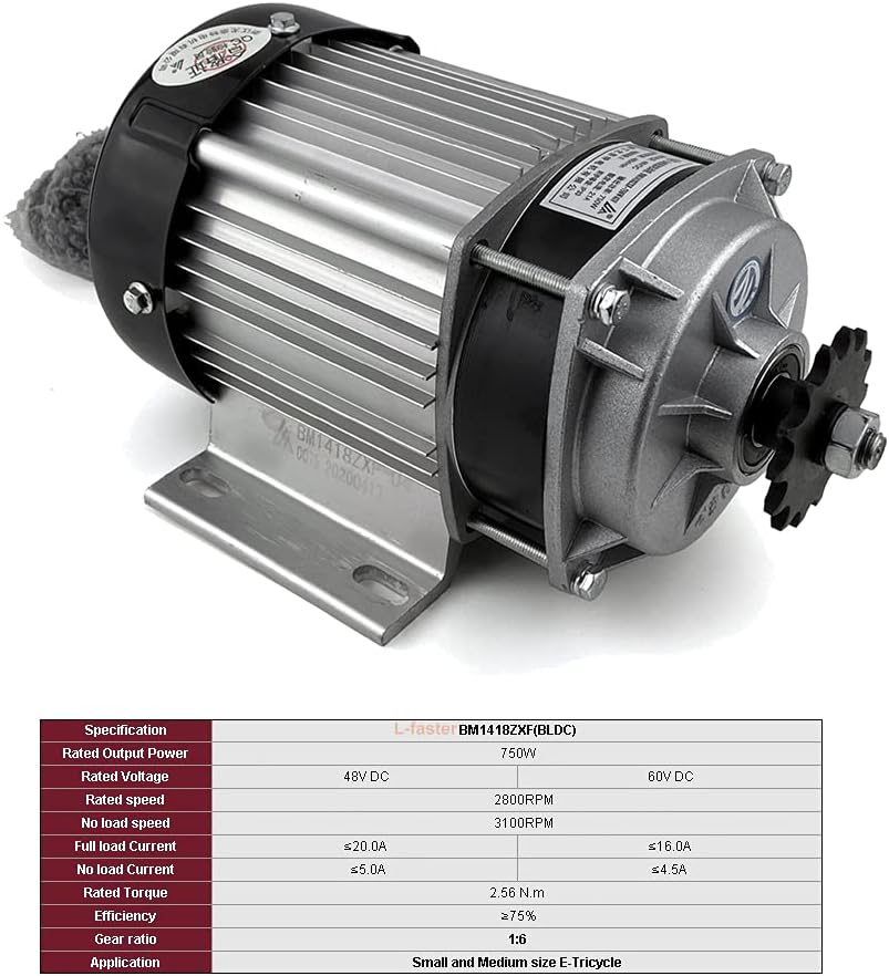 L-faster 48V750W Electric 4-Wheels Bike Brushless Geared Motor Conversion Kit Suitable for All Terrain Vehicle Electric ATV Motor Kit