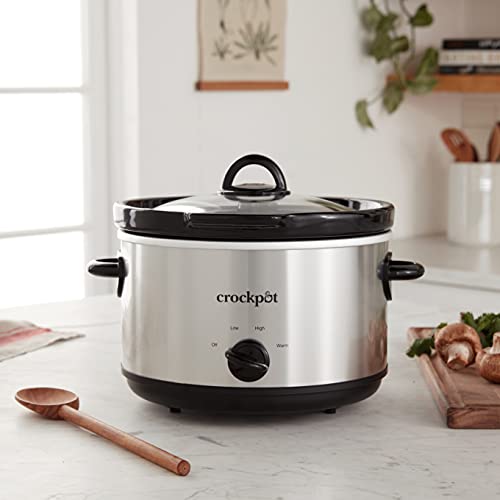 Crock-Pot 5-Quart Smudgeproof Round Manual Slow Cooker with Dipper, Silver