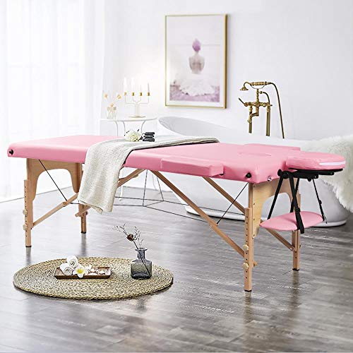 Topeakmart Portable Massage Table Massage Bed Spa Bed Therapy Table Collapsable Treatment Table Height Adjustable Salon Bed 84 Inch 2 Fold Cream