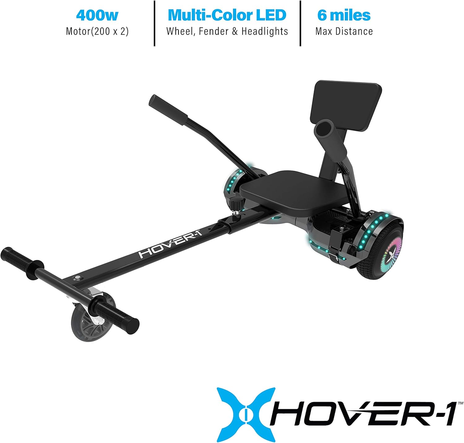 Hover-1 Chrome 2.0 Electric Self-Balancing Hoverboard with 7 mph Max Speed, Dual 200W Motors, 6 Mile Range, and 6.5” Wheels