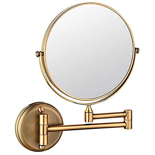 Bathroom Shaving Mirror Wall Mounted Makeup Mirror 6-inch Two-Sided Swivel Wall Mounted Mirror Extending Folding Bathroom Shaving Cosmetic Make Up Mirror-5X/3X Magnification