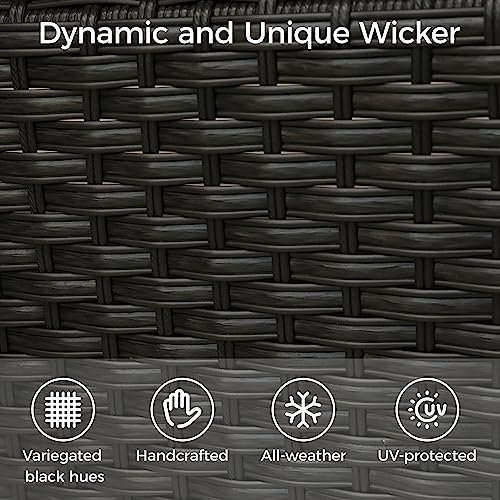 6 Pieces Patio Furniture Set, All Weather PE Wicker Rattan Outdoor Furniture with Coffee Table, Loveseats and Storage Box, Outdoor Sectional Sofa for Lawn Backyard Porch Garden, Grey