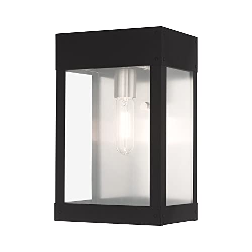 Livex Lighting 20873-04 Barrett - One Light Outdoor Wall Lantern with Clear Glass, Choose Finish: Black Finish