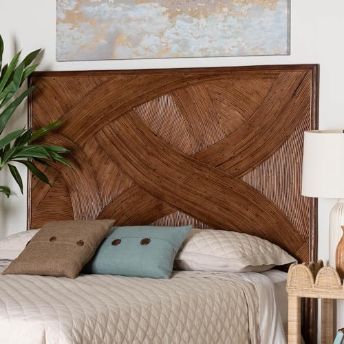 bali & pari Elettra Natural Rattan Standalone Headboard, Queen, Dark Brown
