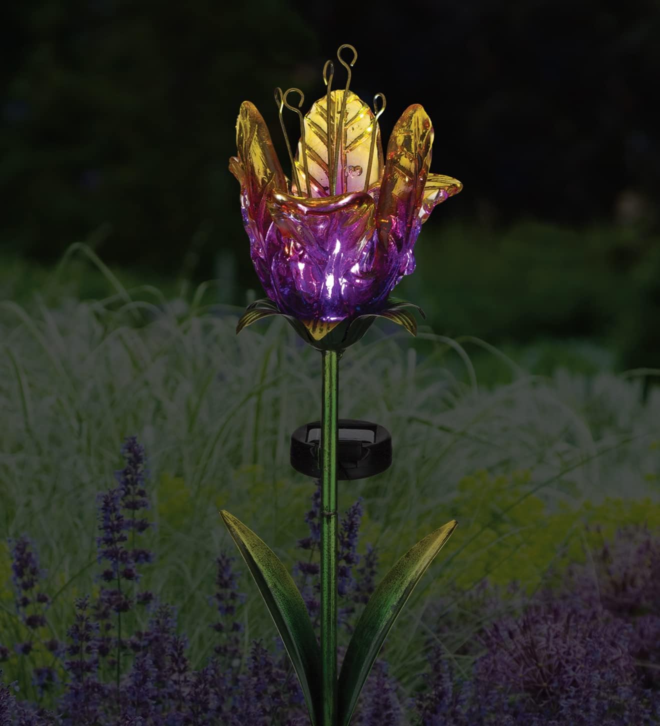 Regal Art & Gift 11620 Ruffled Tulip Stake Solar Light Garden Decor, Purple