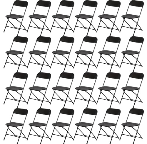 12 Pack White Plastic Folding Chairs, Indoor Outdoor Commercial Foldable Stackable Folding Chairs for Home Office Party Wedding Events, 350lb Weight Capacity