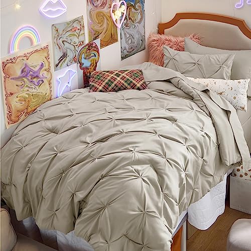 Bedsure Twin Comforter Set with Sheets - 5 Pieces Twin Bedding Sets, Pinch Pleat Blue Twin Bed in a Bag with Comforter, Sheets, Pillowcase & Sham