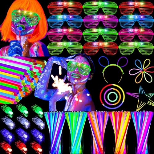 84PCS LED Glasses Glow Glasses, Glow in The Dark Party Supplies 2024 for Kids/Adults, Rave Neon Flashing Glasses Light Up for Golw Party Birthday Carnival Party Decorations