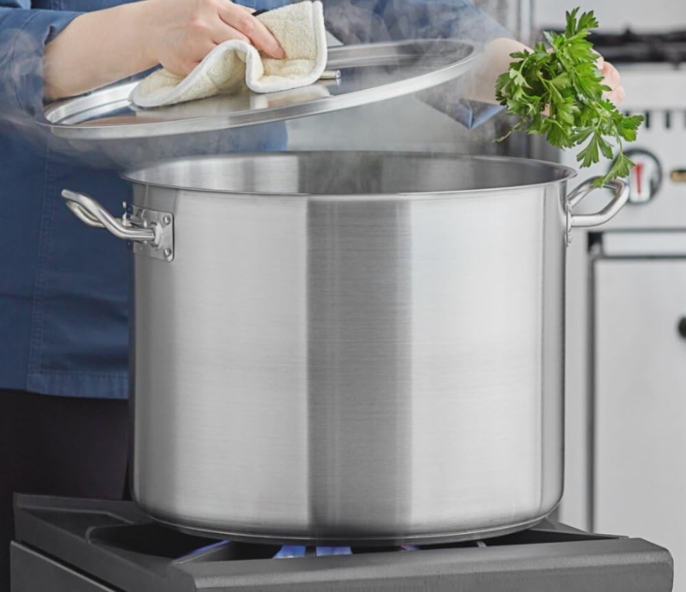 Soro Essentials- 40 qt. Stainless Steel Stock Pot with Lid- Heavy Duty Induction Ready Large Stock Pot Stew Pot Simmering Pot Soup Pot with Encapsulated Base and Oven Safe