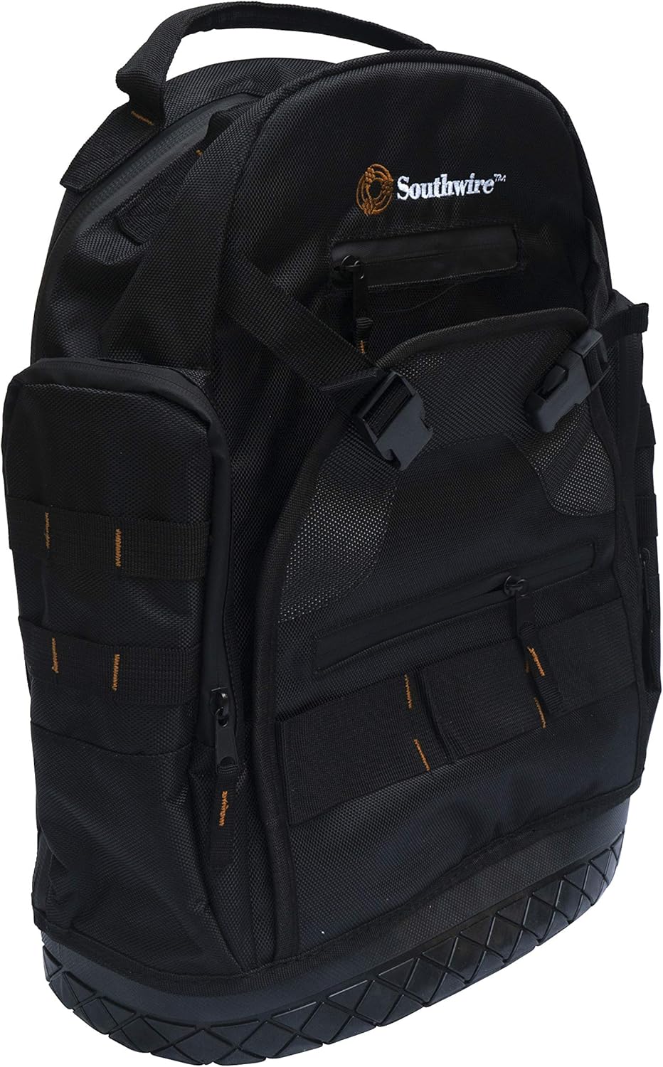 Southwire PROBAGBP Rugged Pro Tool Backpack with Heavy Duty Molded Base, Chest and Padded Shoulder Straps, 28 Pockets, 3 Zippered Pouches, 29 Tool Loops